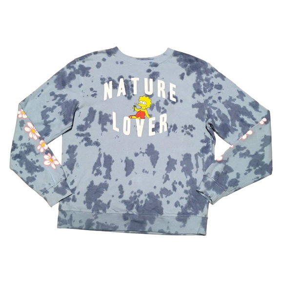 Lisa Simpson Crewneck Sweatshirt Women’s L Nature Lover Long Sleeve Pullover Top - Picture 1 of 12